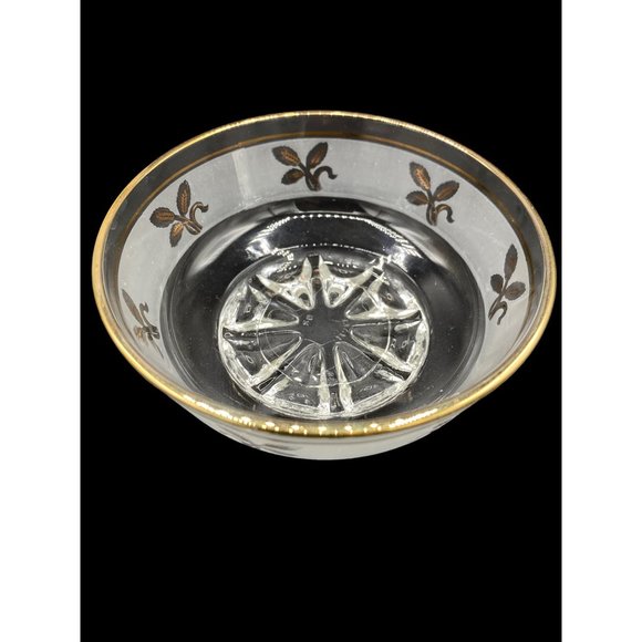 6 Vintage Frosted and Gold Leaf design Dessert Bowls 1960's 4 1/2 inch - Picture 2 of 16